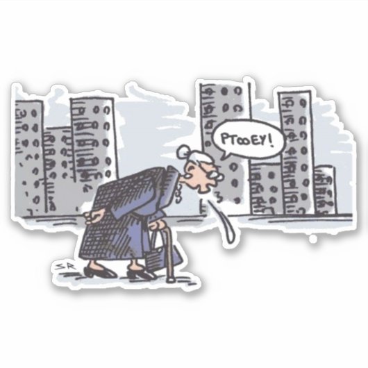 Granny Spitting, contoursticker. Sticker (Voorkant)