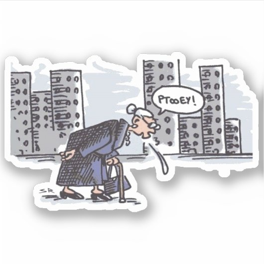 Granny Spitting, contoursticker. Sticker (Voorkant)