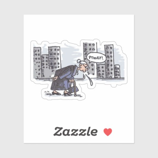 Granny Spitting, contoursticker. Sticker (Vel)