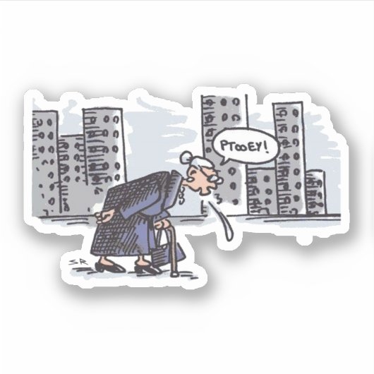 Granny Spitting, contoursticker. Sticker (Voorkant)