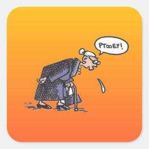 Granny Spitting, grote vierkante stickers