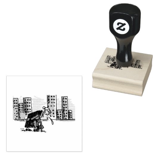 Granny Spitting, rubberen stempel (Gestempeld)