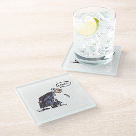 Granny Spitting white glass onderzetter