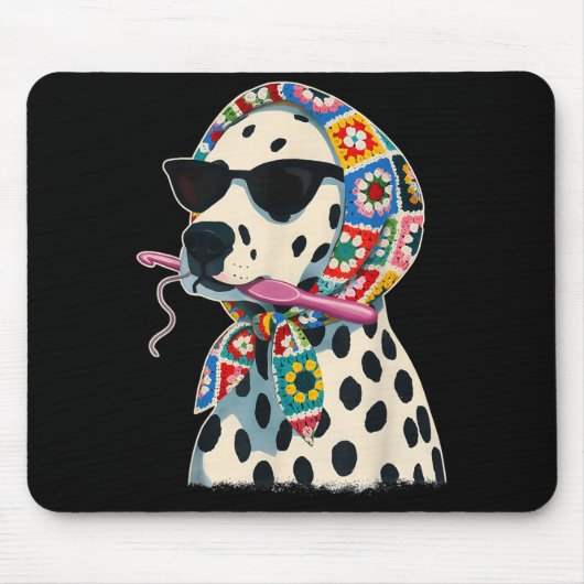 Granny Square Dalmatiër Grappige Dalmatiër Hond Muismat (Voorkant)