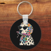 Granny Square Dalmatiër Grappige Dalmatiër Hond Sleutelhanger (Voorkant)