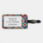 Granny Square gehaakte quilt Bagagelabel (Achterkant horizontaal)