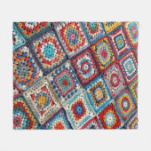 Granny Square gehaakte quilt Fleece Deken (Voorkant (Horizontaal))