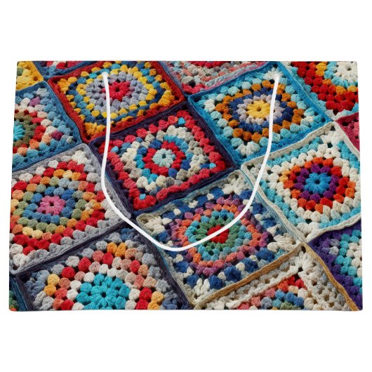 Granny Square gehaakte quilt Groot Cadeauzakje (Voorkant)