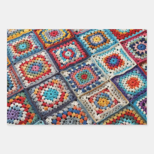 Granny Square gehaakte quilt Inpakpapier Vel (Voorkant 2)