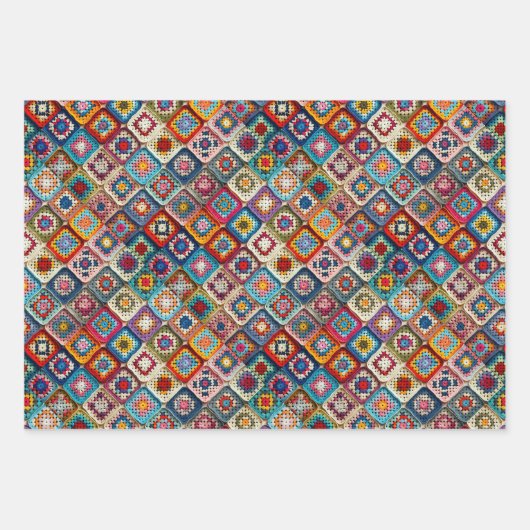Granny Square gehaakte quilt Inpakpapier Vel (Voorkant 2)