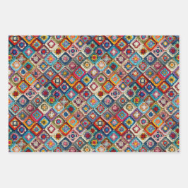 Granny Square gehaakte quilt Inpakpapier Vel