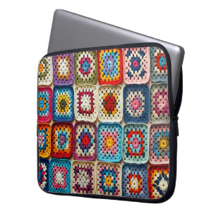 Granny Square gehaakte quilt Laptop Sleeve