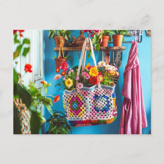 Granny Square Haak Kunst Briefkaart (Voorkant)
