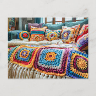 Granny Square Haak Kunst Briefkaart