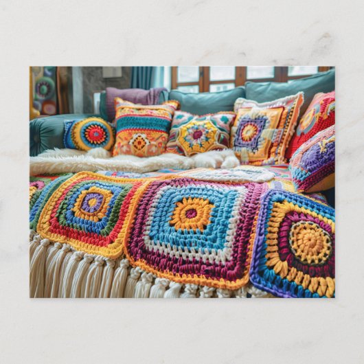 Granny Square Haak Kunst Briefkaart (Voorkant)