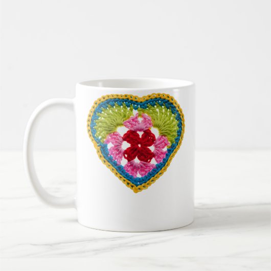 Granny Square Hart Haakwerk Koffiemok (Links)