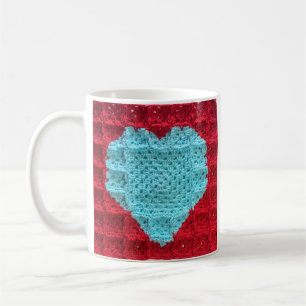 Granny Square Heart Mok, Heart koffiebeker Koffiemok