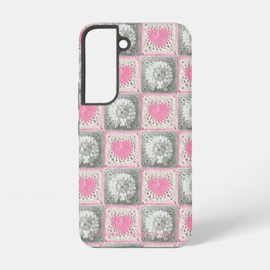 Granny Square Quilt met harten en schapen Samsung Galaxy Hoesje (Achterkant)