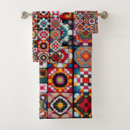 Granny Squares Haak Patroon Deken Print Bad Handdoek