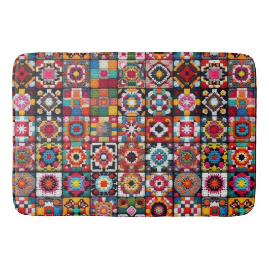 Granny Squares Haak Patroon Deken Print Badmat (Voorkant)