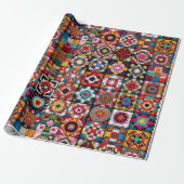 Granny Squares Haak Patroon Deken Print Cadeaupapier (Uitgerold)