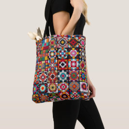 Granny Squares Haak Patroon Deken Print Tote Bag
