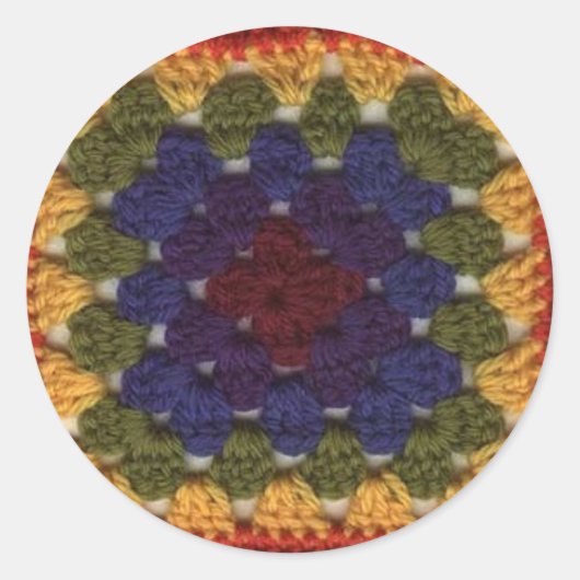 Granny Squares Ronde Sticker (Voorkant)