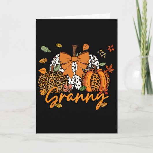 Granny Thanksgiving Leopard Pompoen Coquette Bow M Kaart (Voorkant)