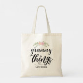 Granny Things Custom Floral Gift van kleinkinderen Tote Bag (Achterkant)