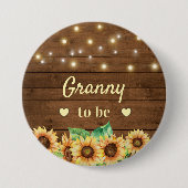 Granny to be New Grandmoeder Sunflower Baby shower Ronde Button 7,6 Cm (Voorkant)