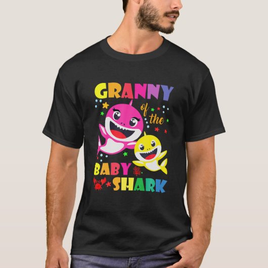 Granny van de Birthday Shark Dad, mam Matching Fam T-shirt (Voorkant)