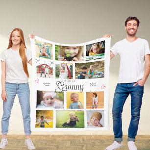 Granny We Love You Gepersonaliseerde Harten Modern Fleece Deken