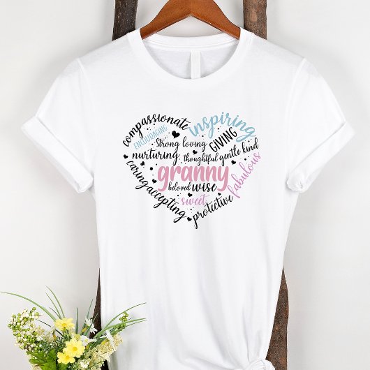 Granny Word Cloud Pink Heart Grandma T-shirt