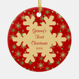 Granny's eerste kerstboomschildertje keramisch ornament