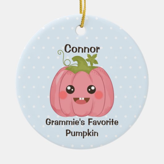 Granny's favoriete pompoen aangepaste kleinkind na keramisch ornament (Voorkant)