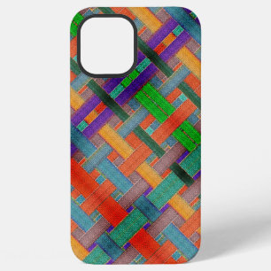 Granny's gekruiste roodachtige strips met geweven  iPhone 12 pro max hoesje
