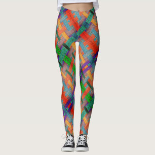 Granny's gekruiste roodachtige strips met geweven leggings