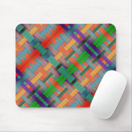 Granny's gekruiste roodachtige strips met geweven  muismat