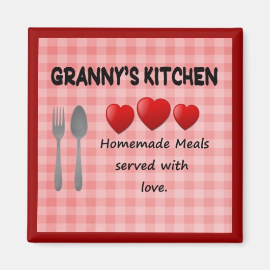 Granny's Kitchen Red Gingham Magnet (Voorkant)