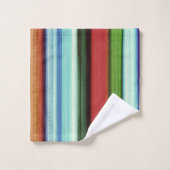 Granny's kleurrijke strepen, met zacht ruw bad handdoek (Wasdoekje)
