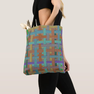 Granny's kleurrijke "vlecht" met canvas tote bag