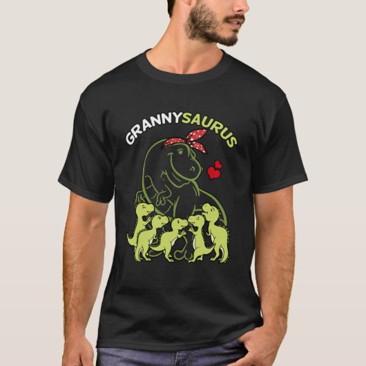 Grannysaurus Granny 5 Kinder dinosaurus Moederdag  T-shirt (Voorkant)
