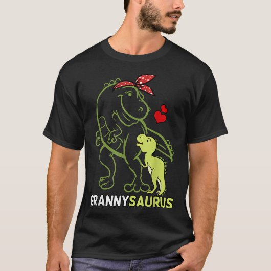 Grannysaurus Granny Tyrannosaurus Dinosaur Baby Mo T-shirt (Voorkant)