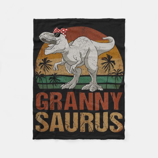 Grannysaurus T Rex Dinosaur Granny Saurus Retro Mo Fleece Deken (Voorkant)