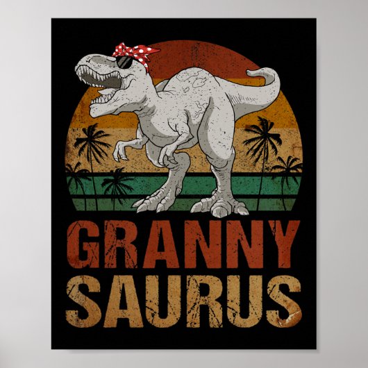 Grannysaurus T Rex Dinosaur Granny Saurus Retro Mo Poster (Voorkant)
