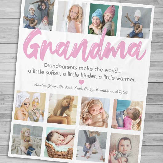 Granparent Grandma Photo & Quote Fleece Deken