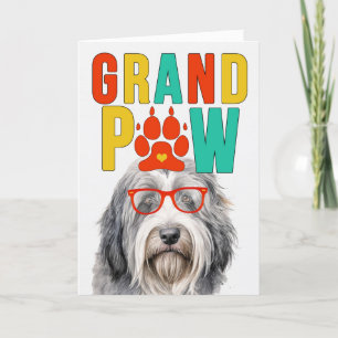 GranPAW Bearded Collie Hond Grappige Grootouders D Feestdagen Kaart