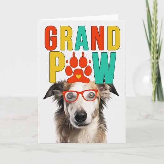 GranPAW Borzoi Hond Grappige Grootouders Dag Feestdagen Kaart (Voorkant)