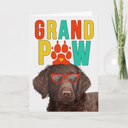 GranPAW Curly Coated Hond Grappige Grootouders Dag Feestdagen Kaart (Voorkant)
