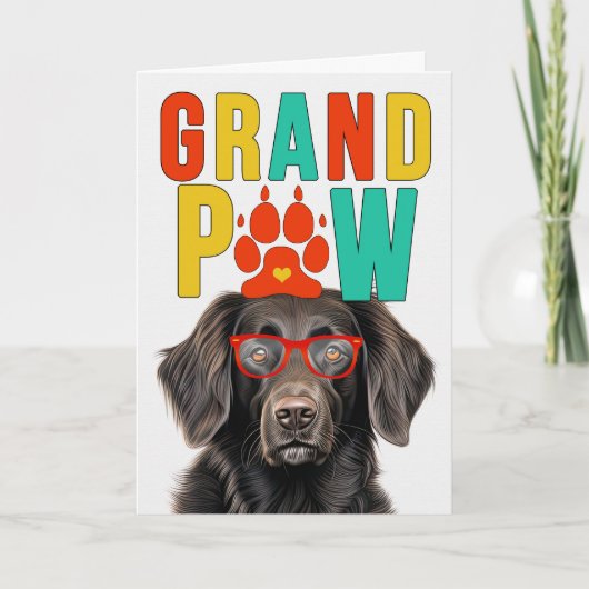 GranPAW Flat Coat Retriever Grappige Grootouders D Feestdagen Kaart (Voorkant)